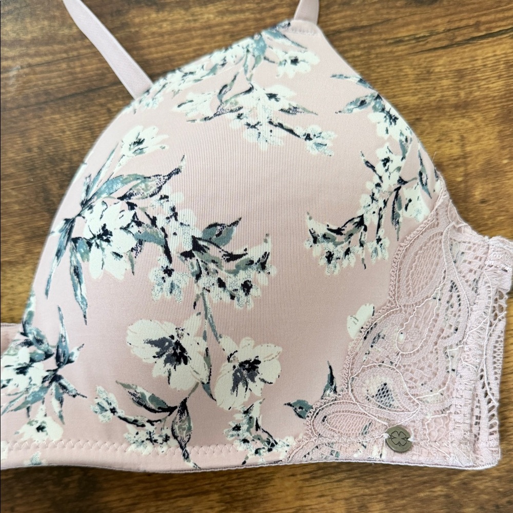 Lucky Brand Blush Pink Floral Lace Trim Bra - Picture 2 of 8